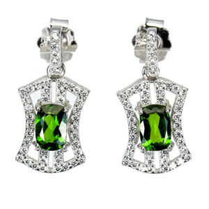 CHROME DIOPSIDE WHITE GOLD EARRINGS