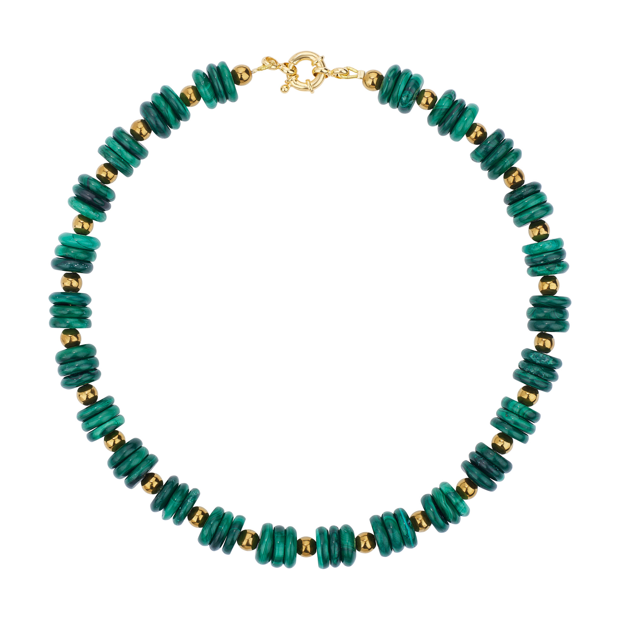 MALACHITE NECKLACE WITH ROUND HEMATITE
