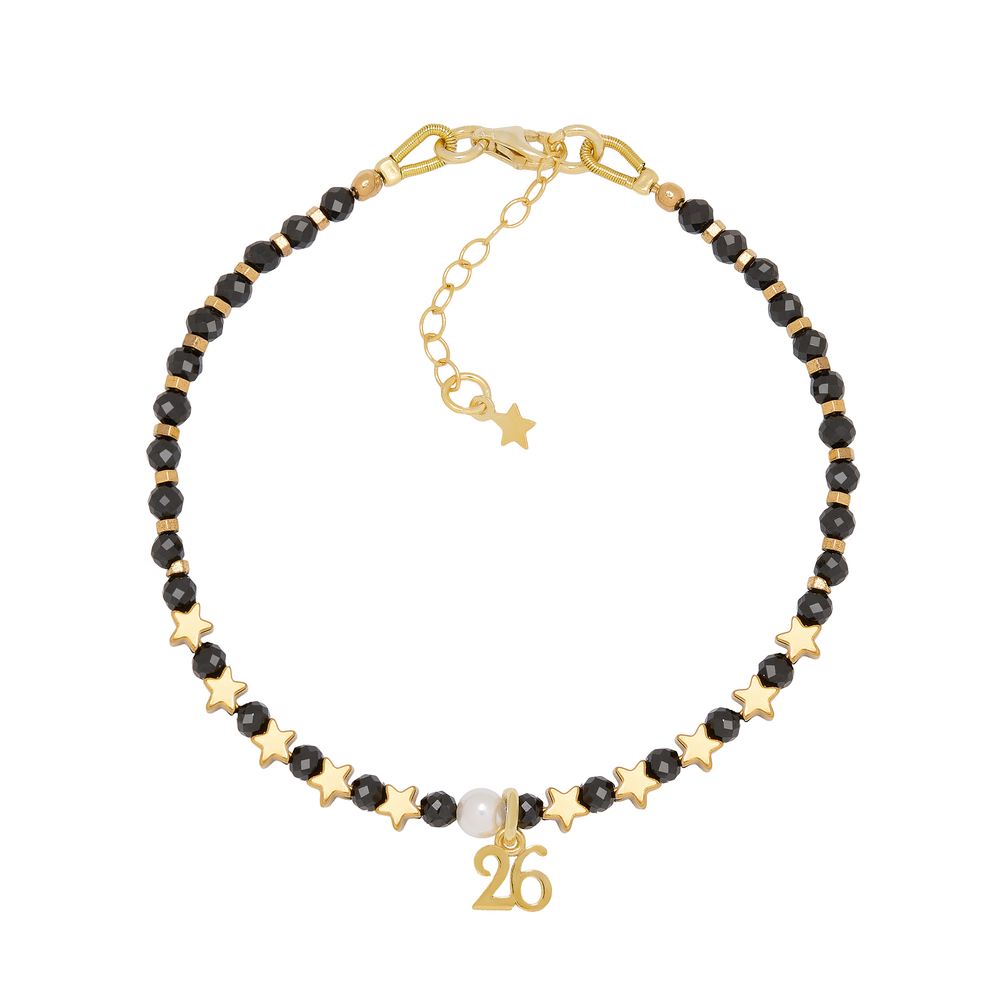 BLACK SPINEL STAR LUCKY CHARM BRACELET BLACK SPINEL STAR LUCKY CHARM BRACELET