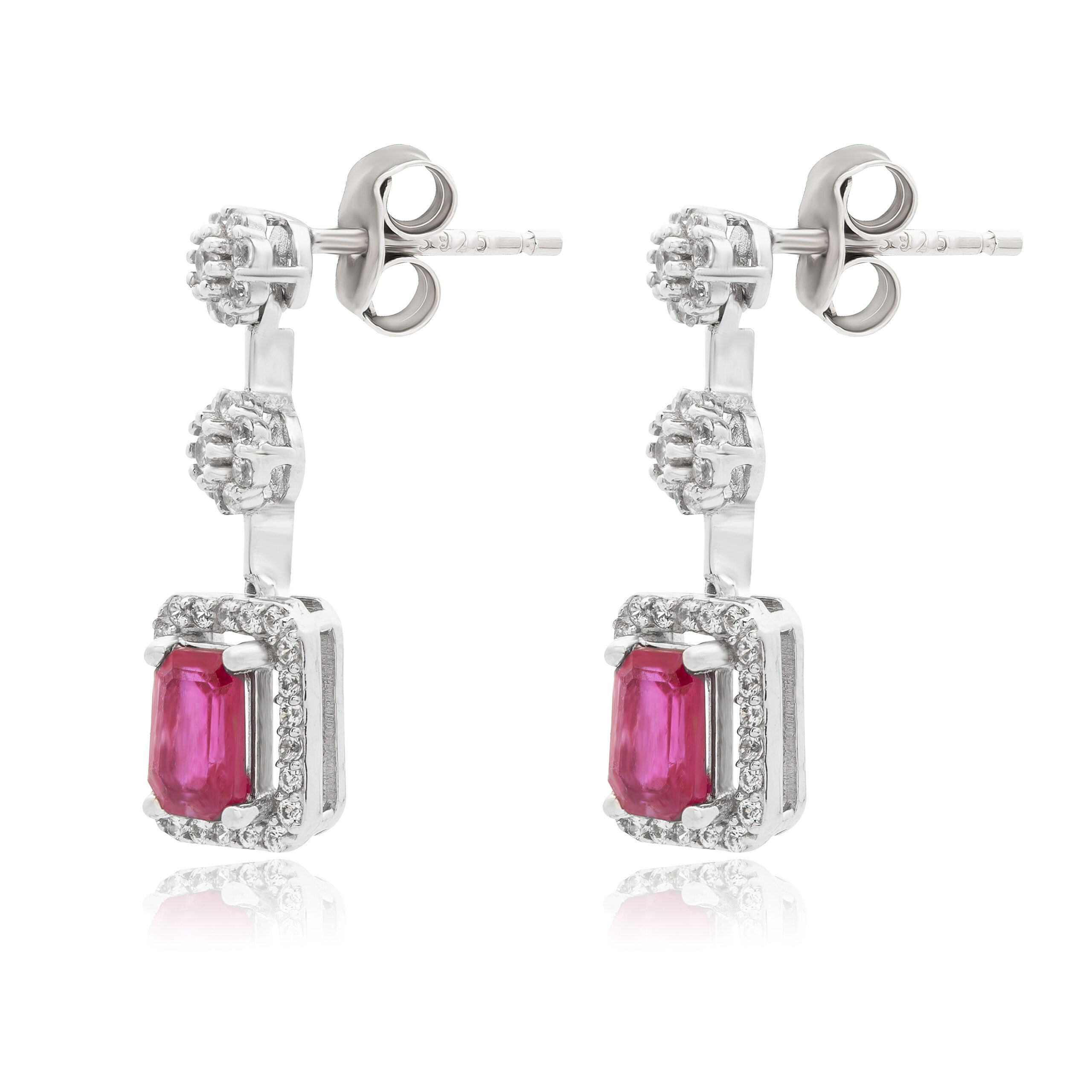 OCTAGON RUBY EARRINGS