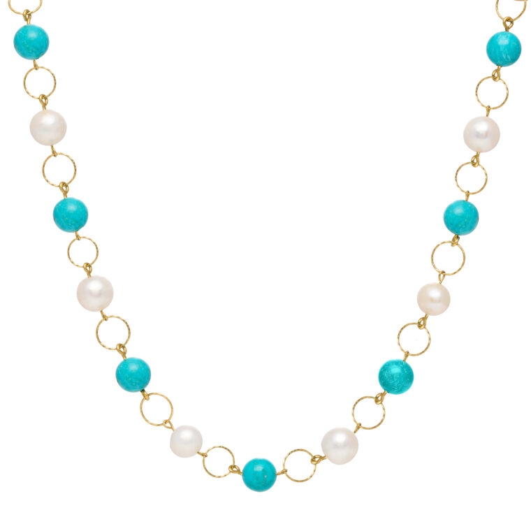NATURAL TURQUOISE & FRESH WATER PEARLS NECKLACE
