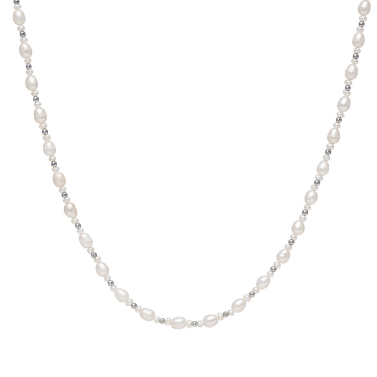 FRESH WATER PEARLS & HEMATITE NECKLACE