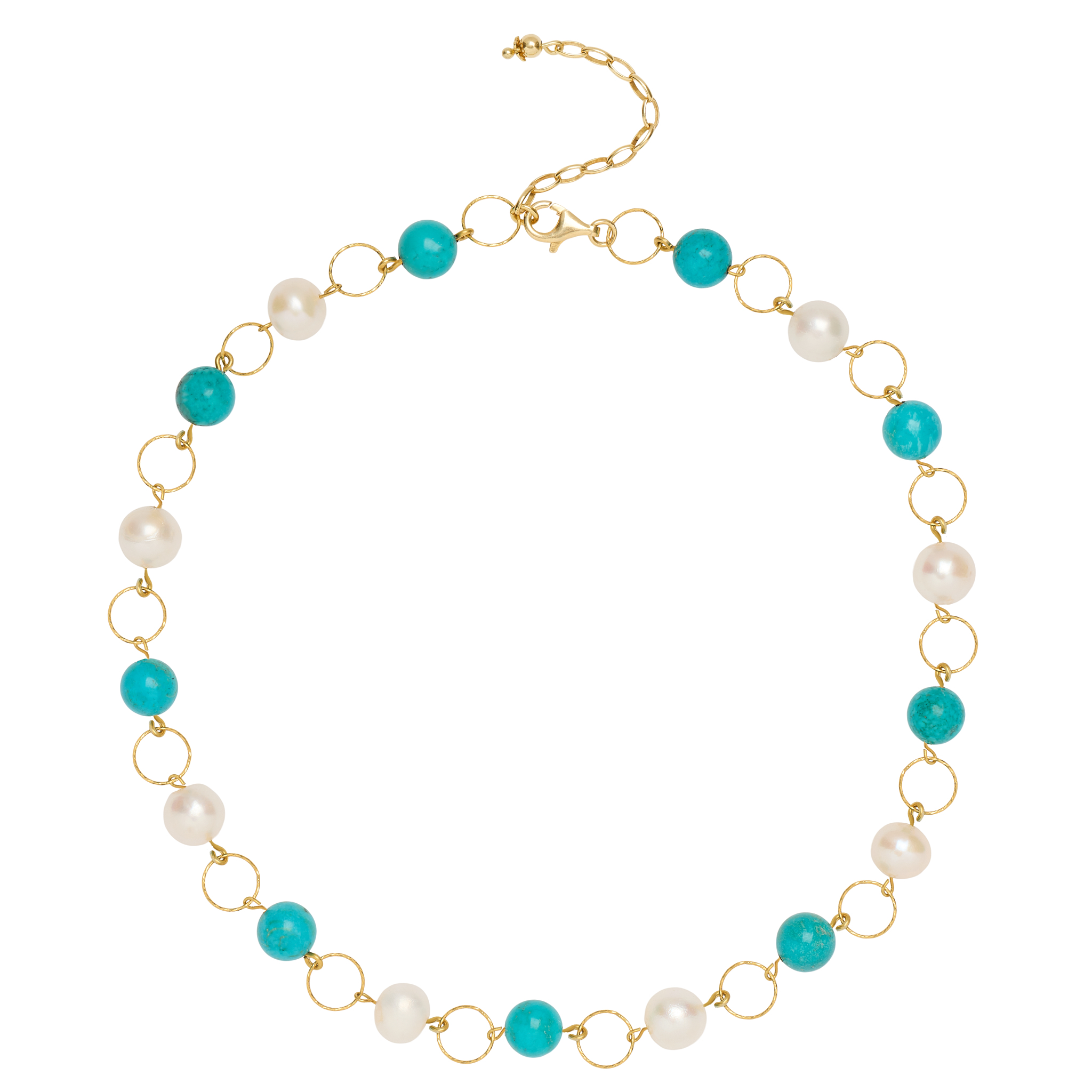 NATURAL TURQUOISE & FRESH WATER PEARLS NECKLACE